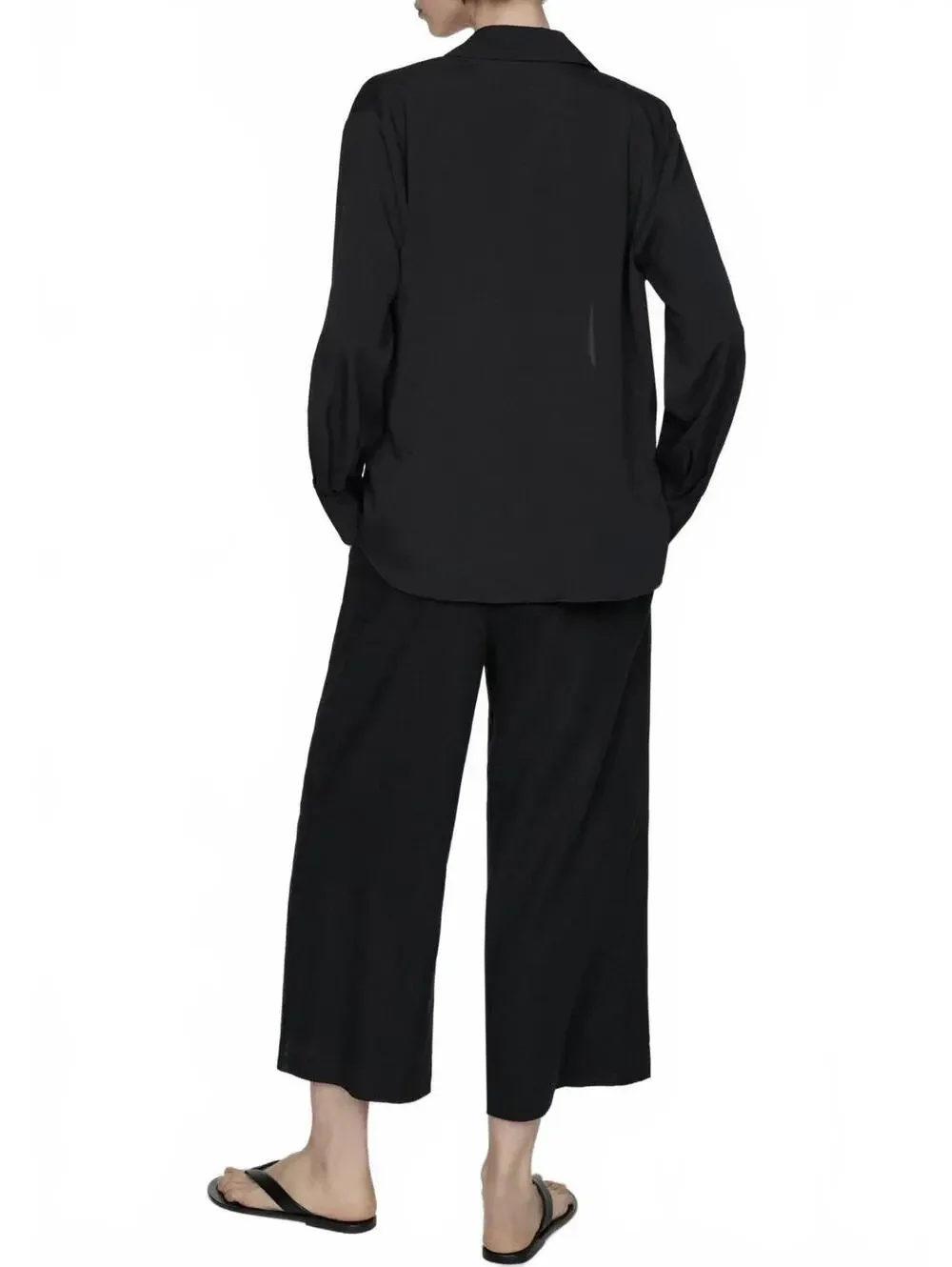 Mango Linen Blend Cropped Wide Leg Linen Pants NWT Black Size XS